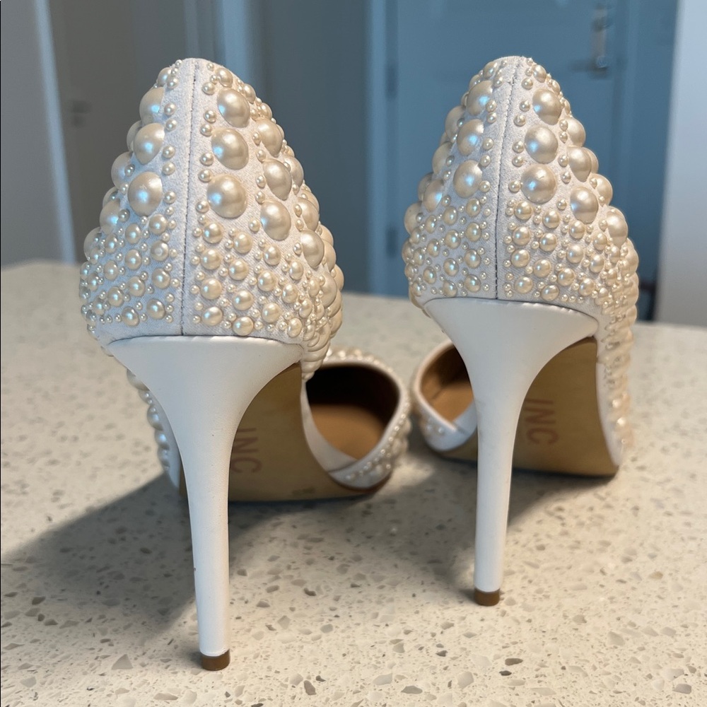 Gently Used I.N.C. Pearl-Embellished Women's Pointed Toe Pumps - Ivory - Picture 3 of 6